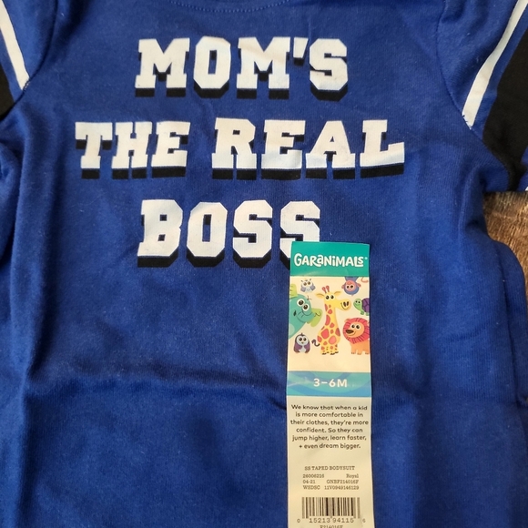 3/$12 NWT Baby Boy Mom's The Real Boss Onesie Size 3-6M Blue Snap Onesie - Picture 3 of 7